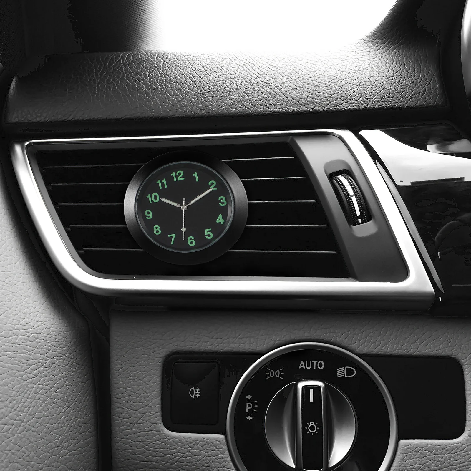 

Mini Car Quartz Clock Black Luminous Pointer Clip Installation Air Vent Dash Clock Car Dashboard Night Light Electronic