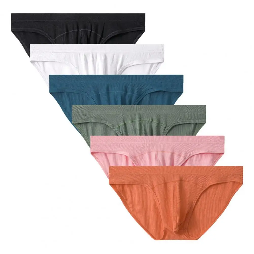 Men Briefs Low-rise U-Convex High Elasticity Fit Tight Cut Panties Solid Color Breathable Teenager Briefs