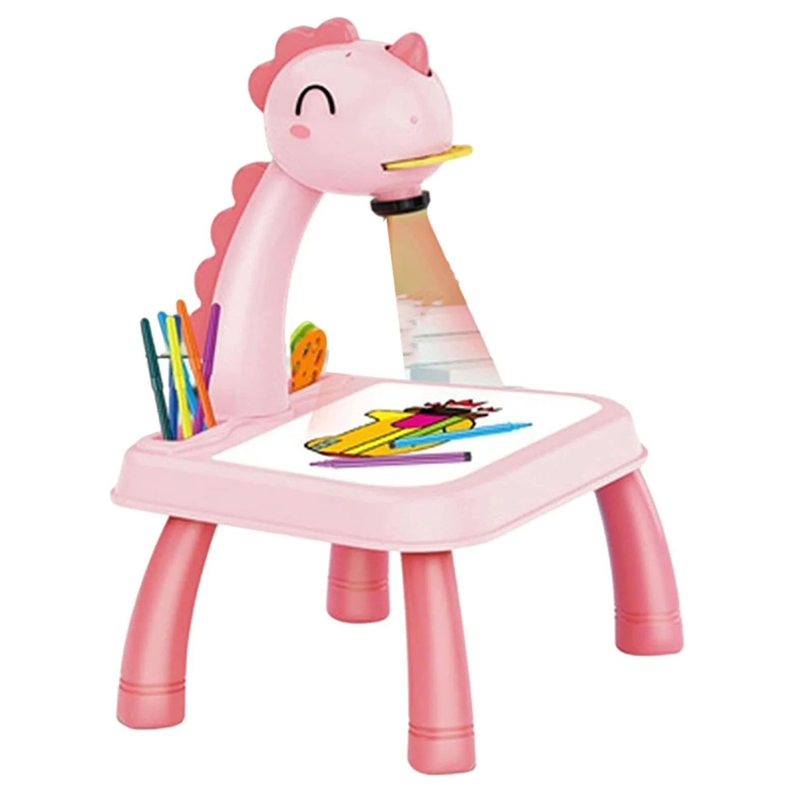 Tavolo per proiettore da disegno per bambini Disegna proiettore giocattolo con luce e musica Set di pittura per proiezione per bambini Regalo rosa