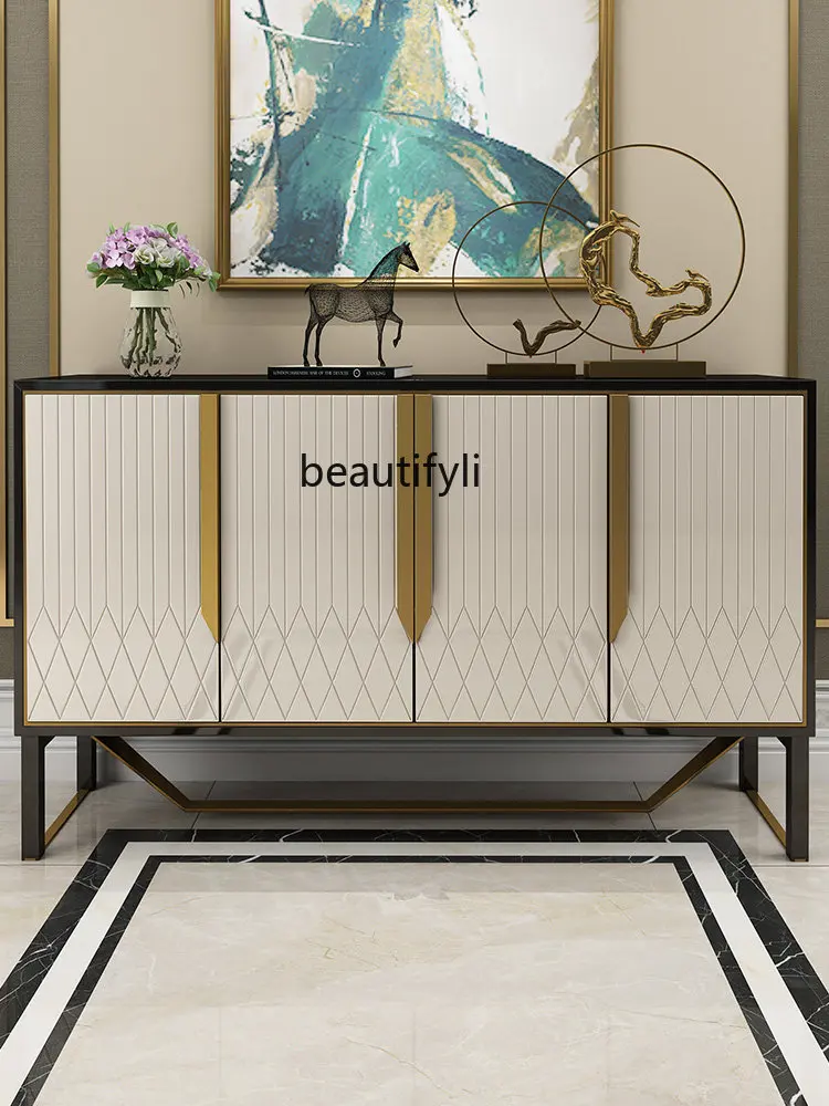 yj Affordable Luxury Style Entrance Cabinet Decorative Shoe Cabinet Solid Wood Hong Kong-Style Storage Sideboard Cabinet