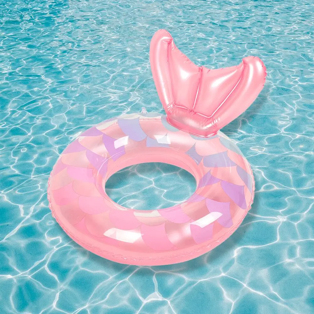 Rosa aufblasbarer Pool Float für Kinder Grils Schwimm ring mit Meerjungfrau Schwanz Schwimm rohr Spielzeug Lounge Float ies Schwimmbad (56x51cm)