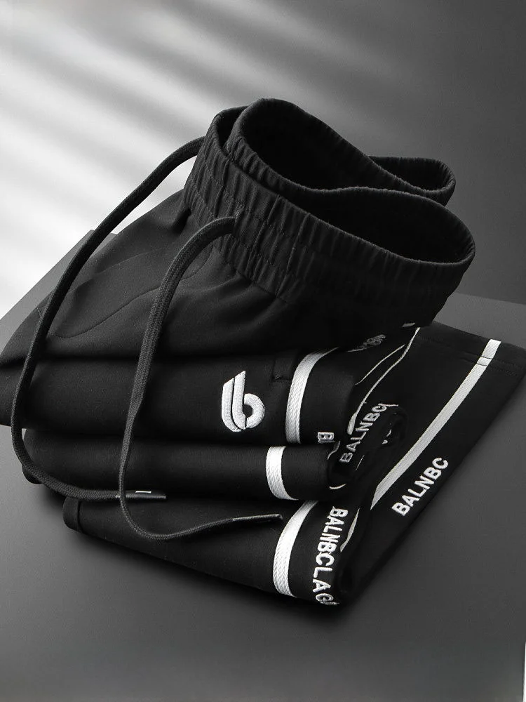 

Летние тонкие спортивные брюки с воздушной прослойкой для мужчин, прямые, с цветными вставками, боковыми лямками и вышивкой, высококачественные повседневные спортивные штаны