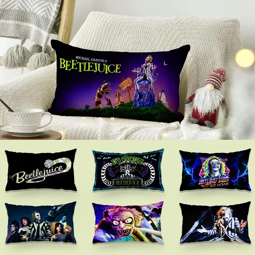 Tim Burton B-Beetlejuices Pillow Covers Cartoon Sofa Decorative Home Double-sided Printing Short Plush Cute Cushion Cover