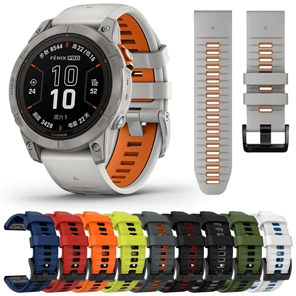 

22MM 26MM Official Two-Tone Strap for Garmin Fenix 7 7X Pro 6X 6 5X 5 Soft Silicone Smartwatch Band For Epix Pro Gen 2 Bracelet