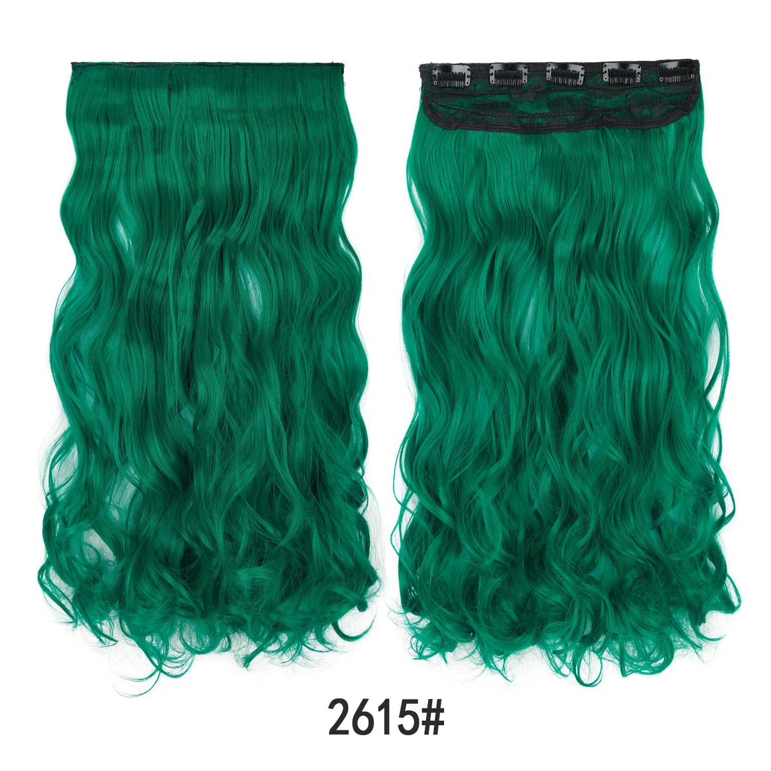 Jeedou Clip-in-Haarverlängerung, buntes, gewelltes Haar, einteilig, 5 Clips, synthetische rote, blaue, grüne Haarteile für Frauen und Mädchen, für den täglichen Gebrauch – Detail 14