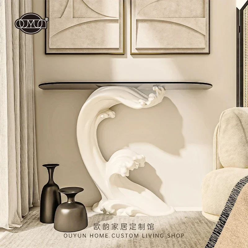 

Прихожая тумба-консоль в стиле доступной роскоши, высококачественная, полукруглая, художественная