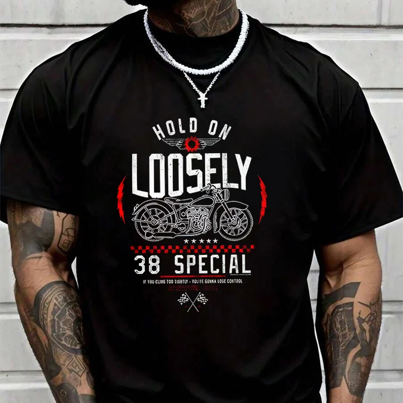 

New T-Shirt Motorcycle Hold On Loosely 38 Special Adventure Casual Round Neck Top Tee Printed Tshirt 2026