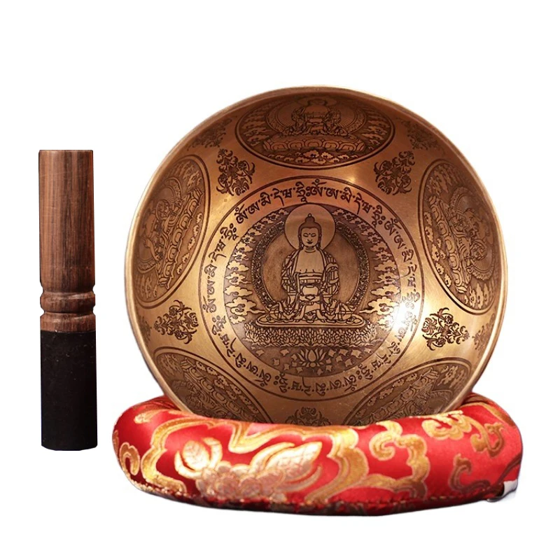 Vintage Singing Bowl Pure Copper Nepal Buddha Percussion Musical Instruments Handmade Therapy Copper Chime Pieces Sound Bowl