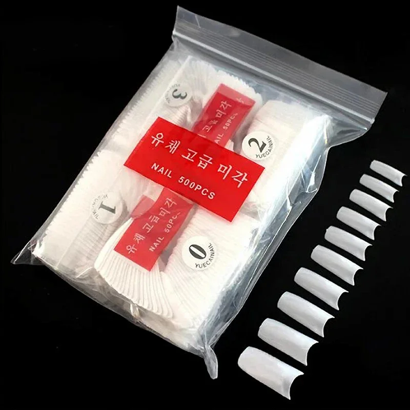 500Pcs Natural French Style False Nails Tips for Acrylic & Gel Nail Art Manicure Decoration Artificial Nails