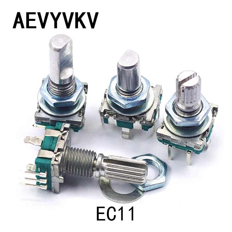 20 Position 360 Degree Rotary Encoder EC11 w Push Button 5Pin Handle Long 15/20MM With A Built In Push Button Switch