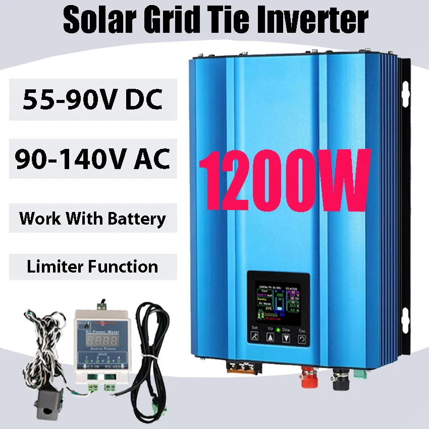 1200W On Grid Tie Solar Inverter 48VDC Input 110V 120V/220V 230V 240V AC Output LCD Display With Limiter