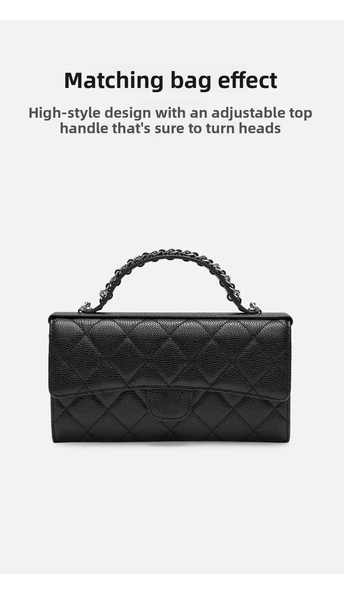Cowhide Leather Chain Top Handle,Wear-through Handle Replacement Accessories Compatible with WOC Wallet On Chain Bag