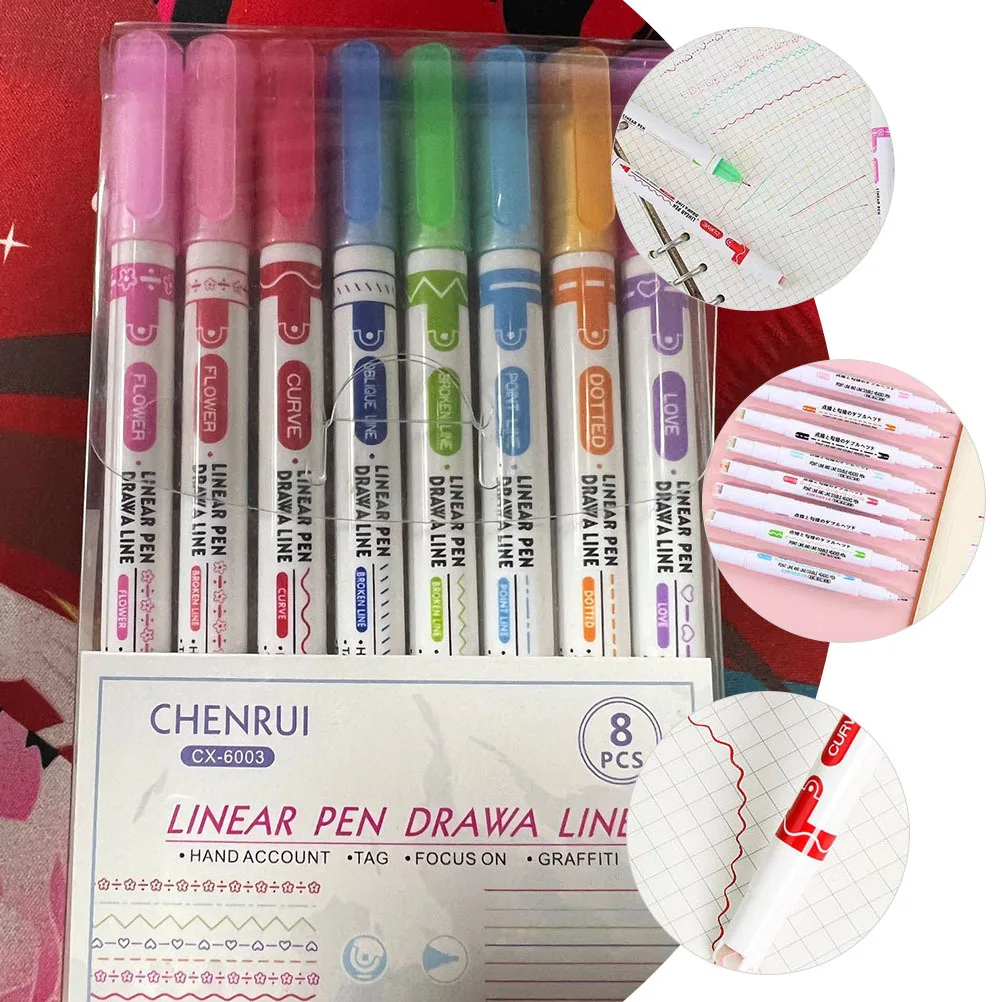 

8 Pcs Scrapbook Journaling Pens Painting Colored Which Draw Designs Marker for Drawing