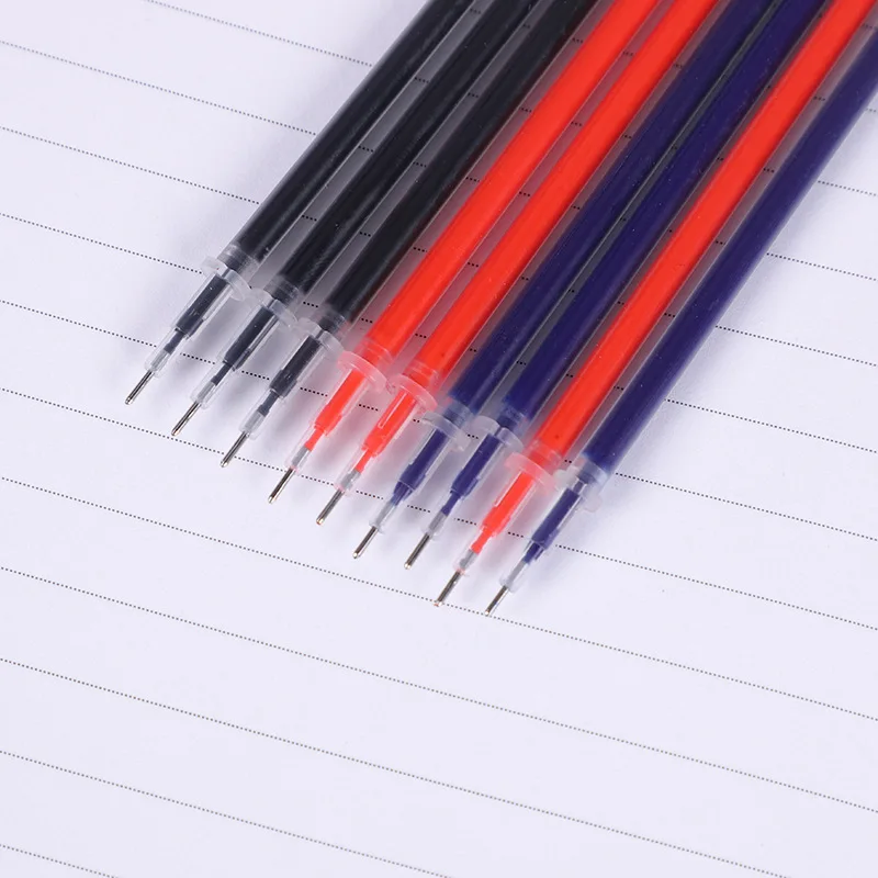 20 piezas-Bolígrafo de Gel de 0,5mm, recarga de tinta roja, azul y negra, de dos puntas, tipo oficina, material de papelería escolar, suministros de escritura