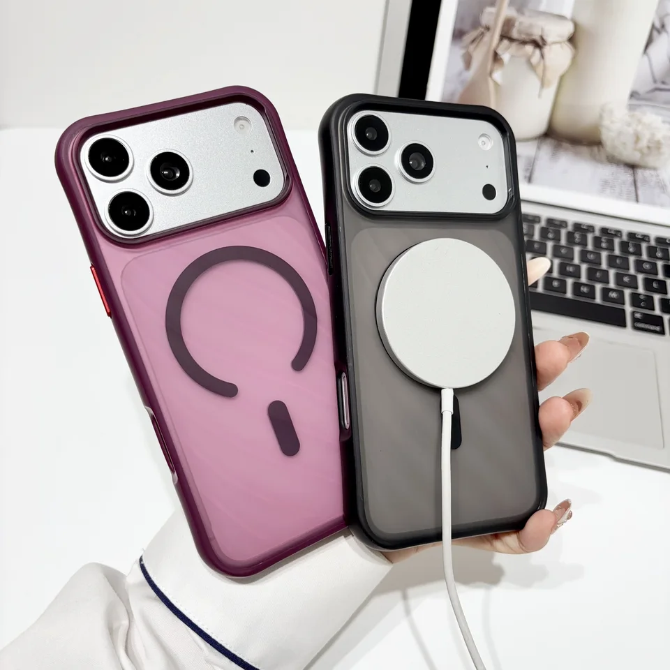 Funda de lujo esmerilada magnética para iPhone 13 14 15 16 17 18 Pro Max para Magsafe, cubierta ultrafina con sensación de piel 2
