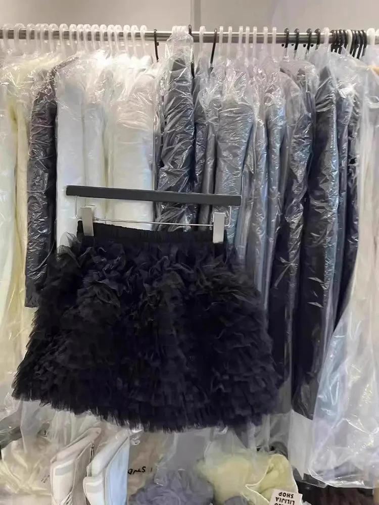 Mujer en capas pastel dulce malla pesada esponjosa cintura ajustada Falda corta Faldas Mujer Faldas de tul Jupe Y2k