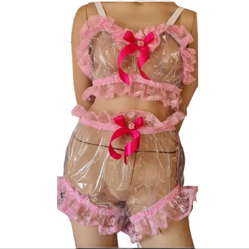 Sexy Transparent Adult Party Bikini Set Sexy Sissy Adult Girl Maid Dress up Costume Role Play Customized Baby Bra and Underwear