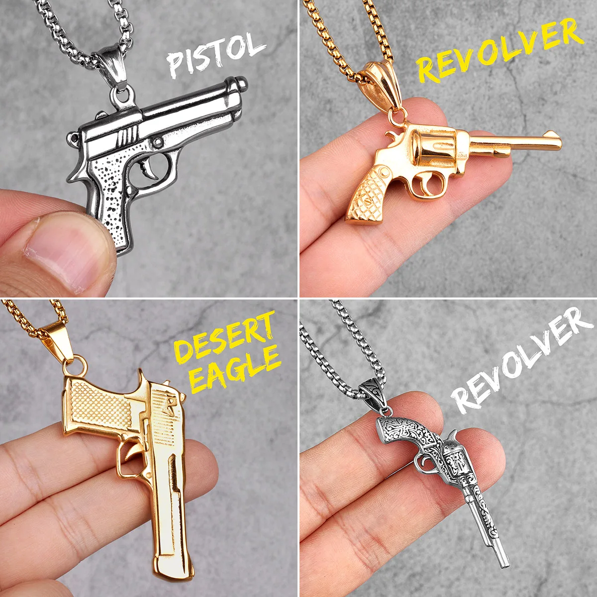 Gun Series AK47 M16 Sniper Rifle Stainless Steel Jewelry Men Necklaces with Pendant For Male Women Punk Hip Hop Gifts Wholesale