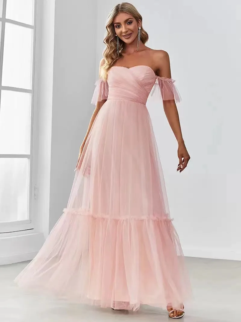 

Sexy Off The Shoulder Prom Dresses 2023 A Line Sweetheart Tulle Floor Length Formal Party Evening Gowns