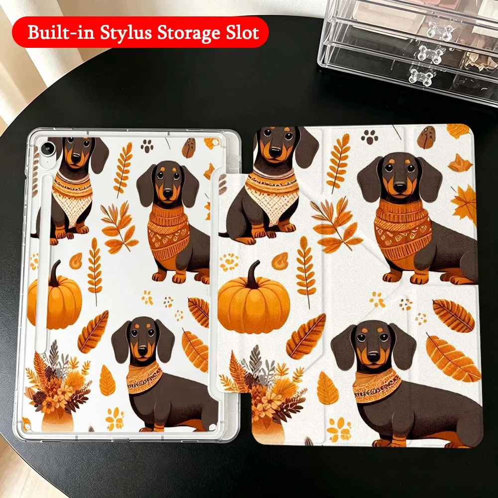 

Animal Cow Autumn Case For Samsung Galaxy Tab A9 A8 A11 S6 S7 S8 S9 S10 FE Plus Lite Transparent Y-Shaped Folding Tablet