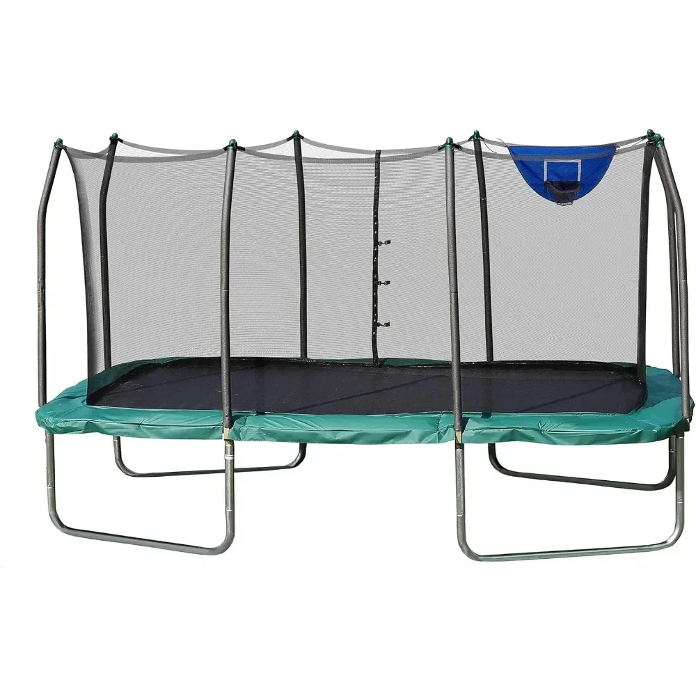 

Trampolines - Rectangle Jump-Dunk Trampoline with Enclosure Playground Outdoor Trampolines Play Ground for Kids Entertainment