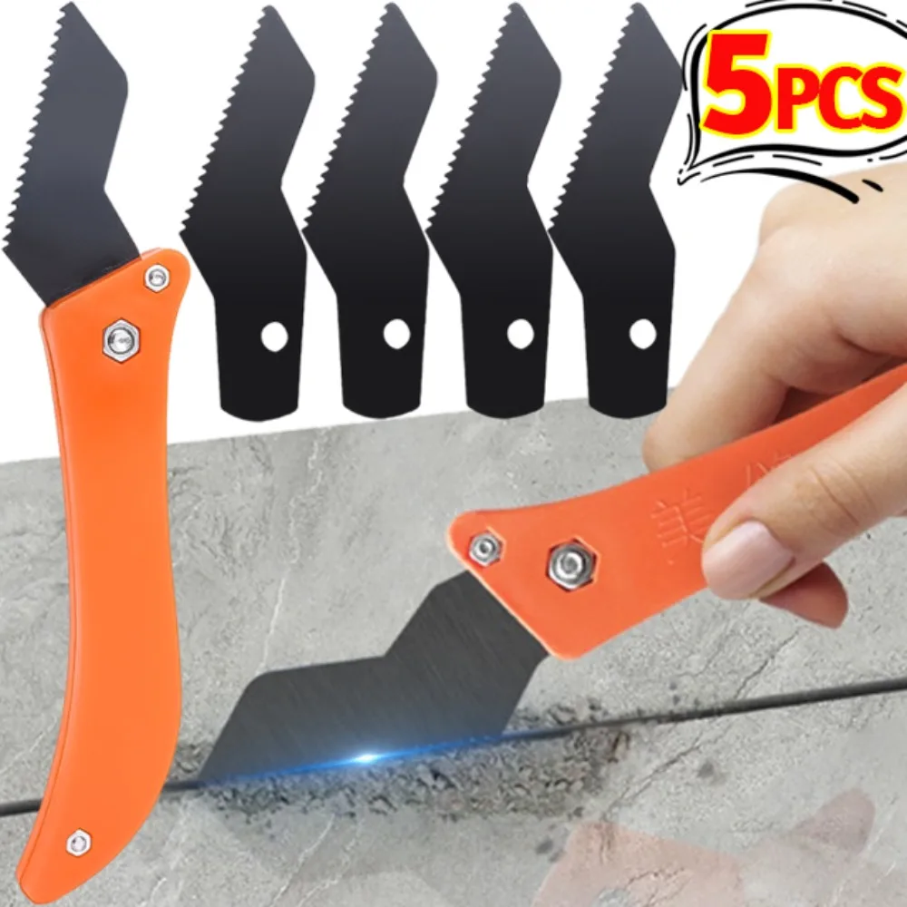 Herramienta profesional de limpieza de huecos de azulejos, eliminador de lechada de azulejos de suelo y pared, limpieza de mortero, papel tapiz, raspador de pintura, hoja de cuchillo, 5/1 Uds.