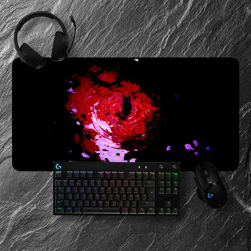 أنيمي ماوس الوسادة القط الأسود كبير الكمبيوتر مكتب ألعاب الجدول حصيرة XXL المطاط المضادة للانزلاق مخيط حواف لوحة المفاتيح الحصير منصات مكتب طويلة