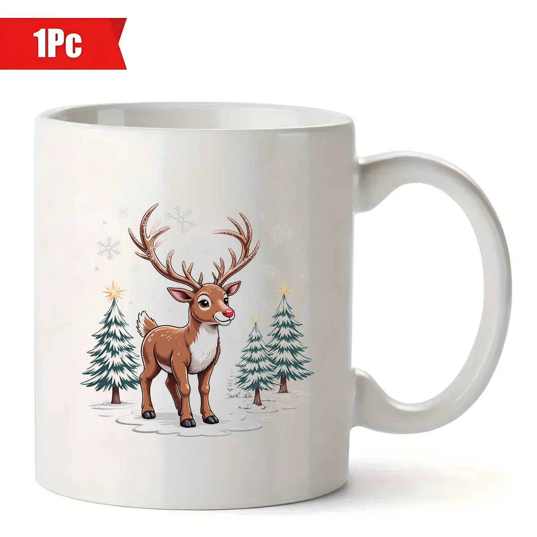 Taza de reno de dibujos animados de 11oz + regalo de Navidad Taza de Navidad para niños Taza de café para el hogar y la Oficina