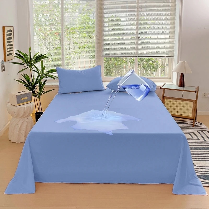 Kuup Solid Color Fleece Waterproof Flat Sheet 230x230cm 360 Degree Waterproof Bed Sheet Cover Skin-friendly Excluding pillowcase