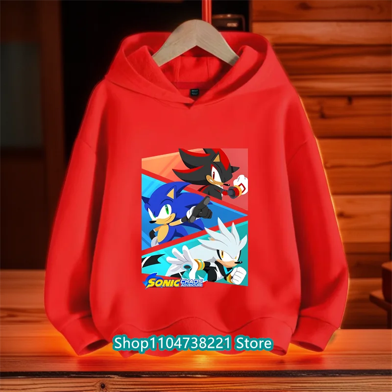 2025 caliente primavera otoño niños dibujos animados Anime Sonic Sudadera con capucha para niños sudadera coreana niños niñas lindos ropa suave de manga larga