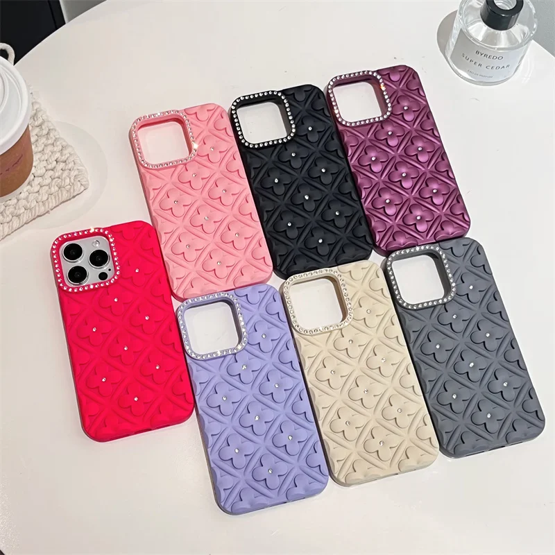 สีสันเรียบง่ายElegant Designสเปรย์น้ํามันสามมิติดอกไม้Dotเจาะเคสโทรศัพท์สําหรับiPhone 11 12 13 14 15 16 Pro Max