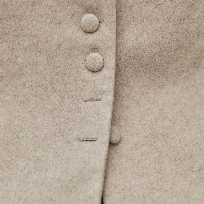 خمر نحى الكتف سترة رمادي دعوى سترة دون أكمام معطف سيدة عصرية الخريف/الشتاء التنقل ملابس نسائية أنيقة #4