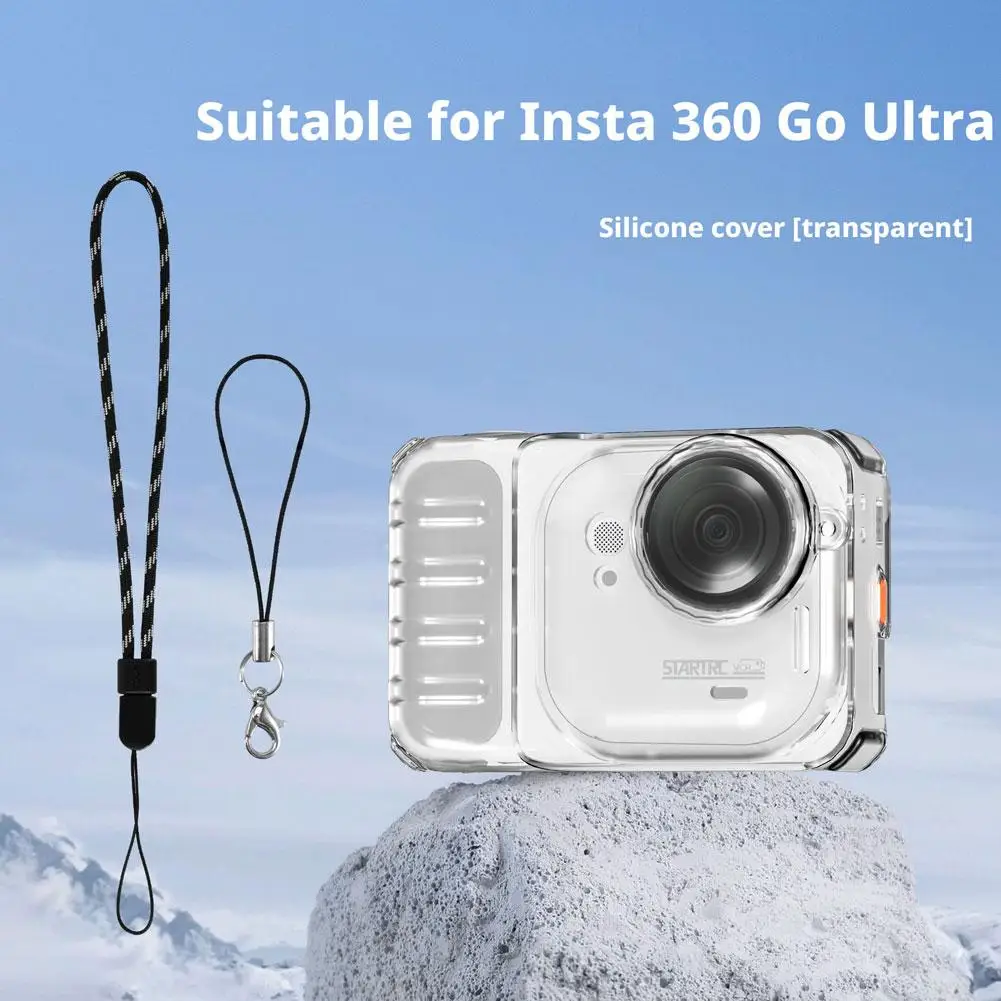 

Силиконовый защитный чехол для Insta360 Go Ultra с крышкой объектива, защита от потери веревки, защита от царапин, чехол для тела, аксессуары для камеры