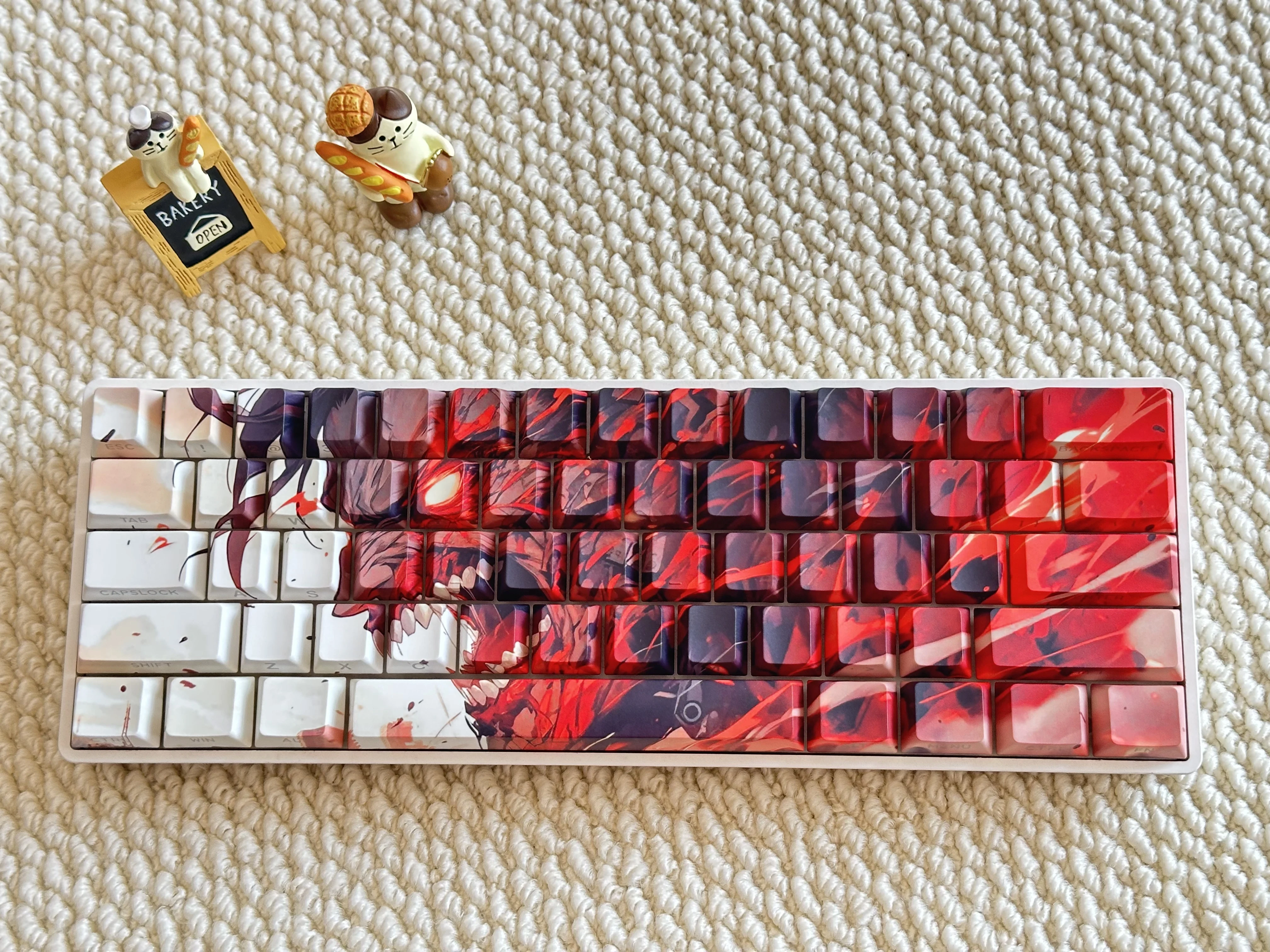 ATTACK ON TITAN Keycaps Red Versatile Cherry PBT Side Engraved Light-transmitting Five-sided Sublimation High-quality Key Cap