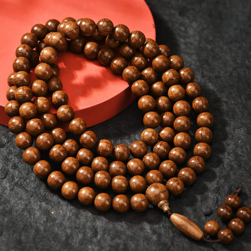 Premium Full-Grain Six-Channel Wood Old-Material 12mm Wenwan Rosary Buddhist Beads Necklace Bracelet Unisex