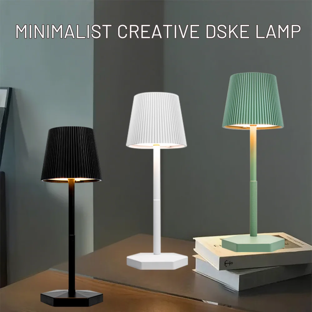 

Светодиодная сенсорная настольная лампа в маленькую полоску, перезаряжаемая 3-цветная настольная ночная лампа, креативное прикроватное декоративное освещение для столовой