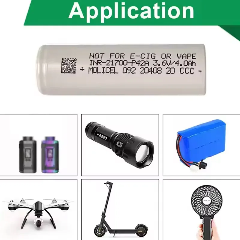 2-20pcs Molicel INR P42A 21700 Battery 4200mAh Capacity CDR 30A MAX 45A 3.7V Lithium Ion Battery Cell For Flashlight VapeMod