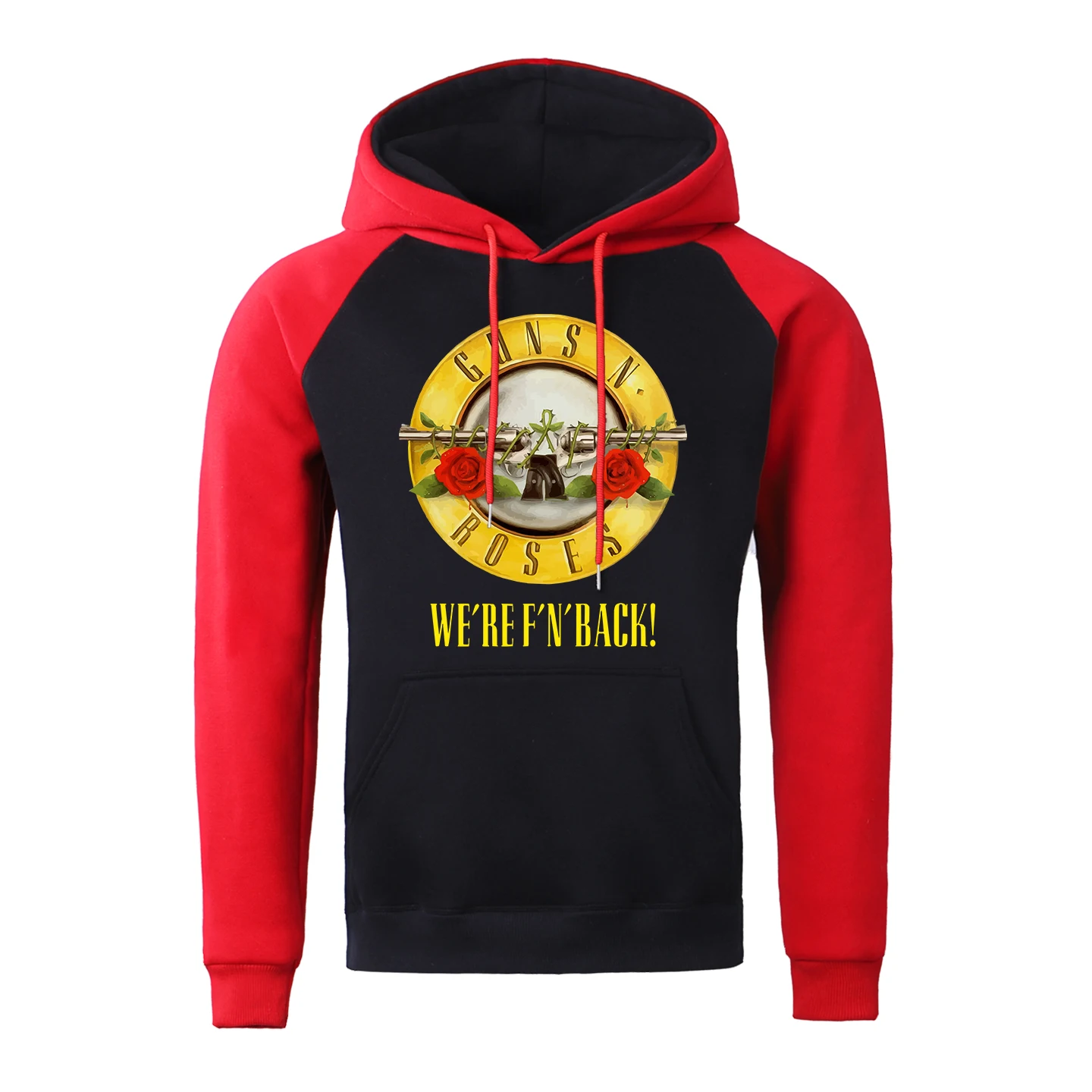 Guns N' Roses We'Re Back Metal Rock Style Man Hoodie Hip Hop New Raglan Sweatshirts Pocket Crewneck Pullover Hoodie Mens Hoody