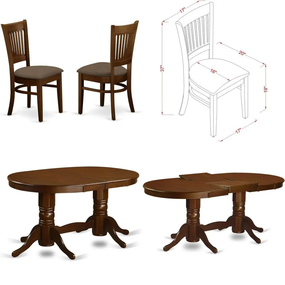 

Обеденный набор из 9 предметов: овальный деревянный стол и 8 льняных стульев, 40x76 дюймов