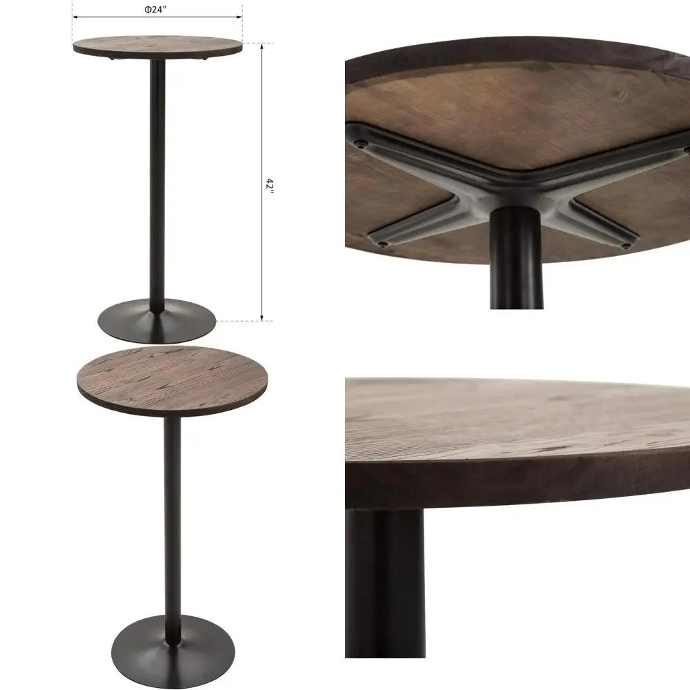 

41 Rustic Industrial Style Elm Wood Top Bar Height Pub Table