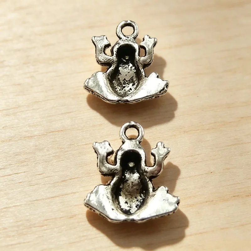 210 Stück antik versilberte Frosch-Anhänger, 17 x 14 mm, für Armbänder, Ohrringe, Schmuckherstellung, Großhandel – Detail 2