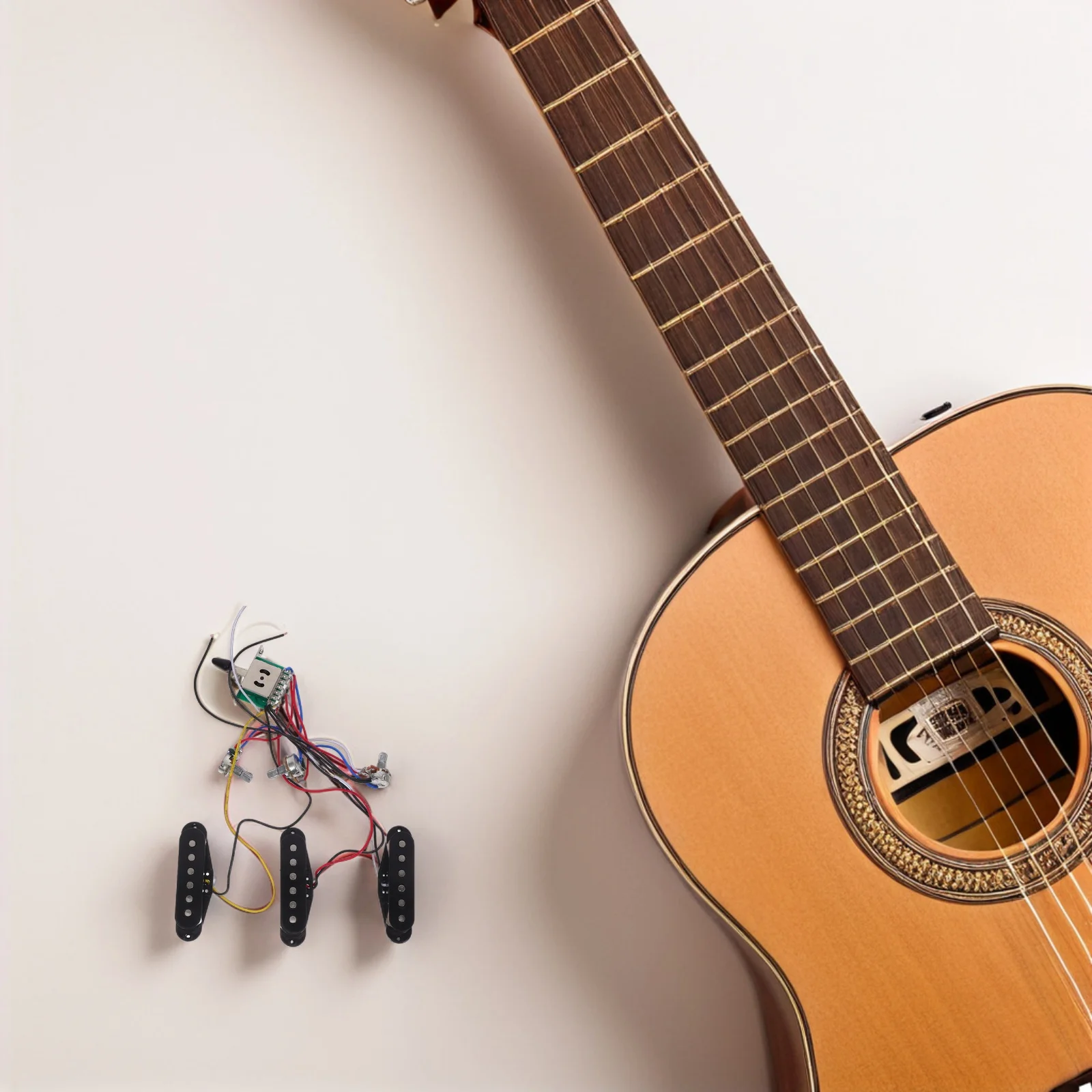 

Electric Guitar Wiring Kit: Single Coil Pickup 500K Potentiometer Black Neck Bridge Middle Position Replacement, Guitar