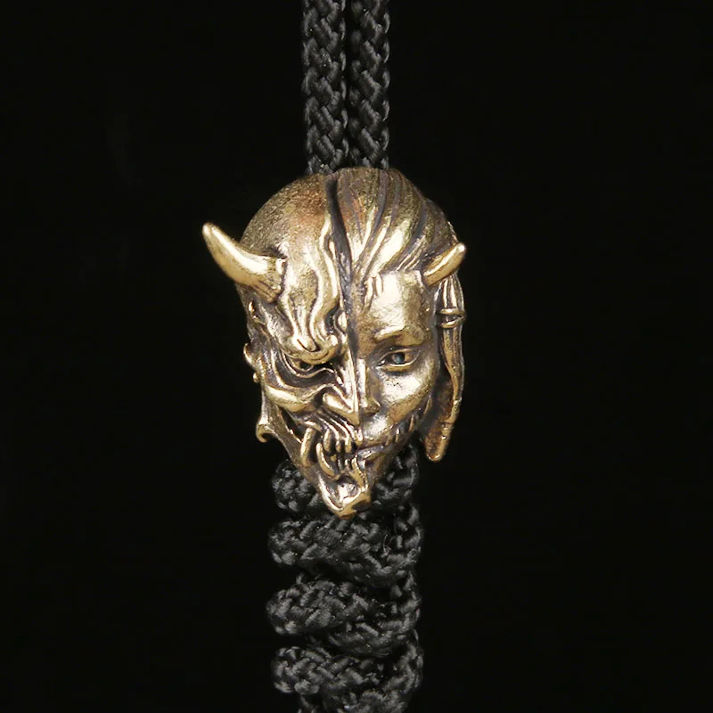 2026 Hot Sale Brass Rakshasa Wolf Girl EDC Knife Pendant Vintage Paracord Keychain DIY Braided Spacer Bead Charm
