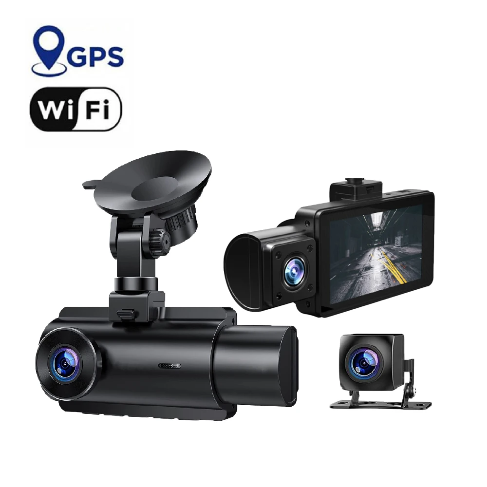 3Inch IPS WiFi HD 2K Car DVR Triple lens Dashcam Car Camera super Night Vision Loop Recording Vehicle Accessories