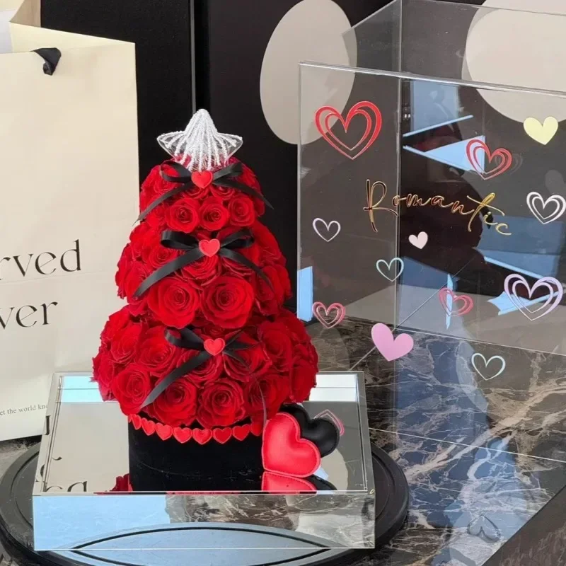 Festival Tower Star Wish Tree Rose Eternal Flower Real Flower High-end Ornament Christmas Wishing Tower