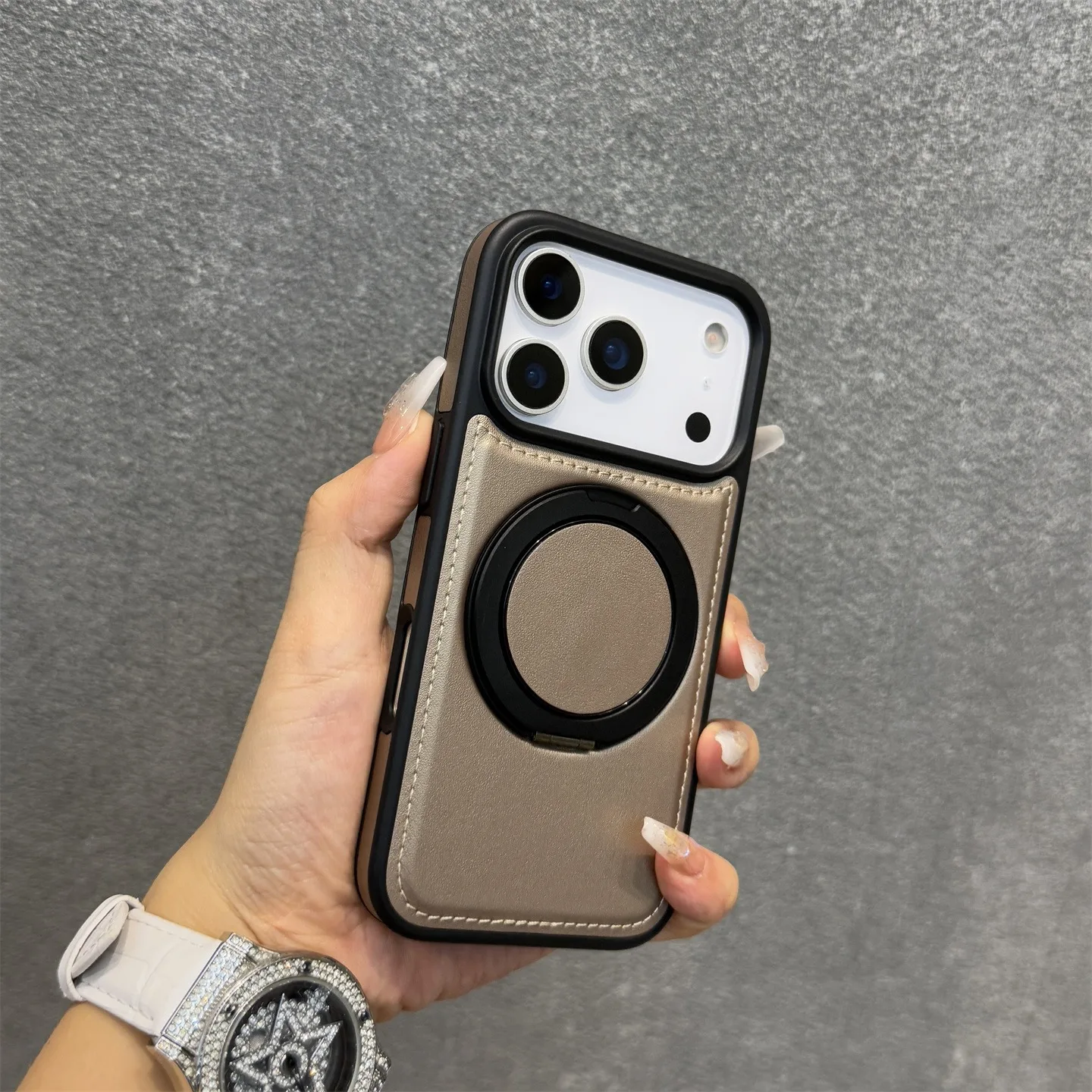 17 ProMax Wax PU Leather Magnetic Charging Phone Case For iPhone 14 15 16 Plus 17 Air 11 12 13 Pro Max 360° Rotating Stand Cover