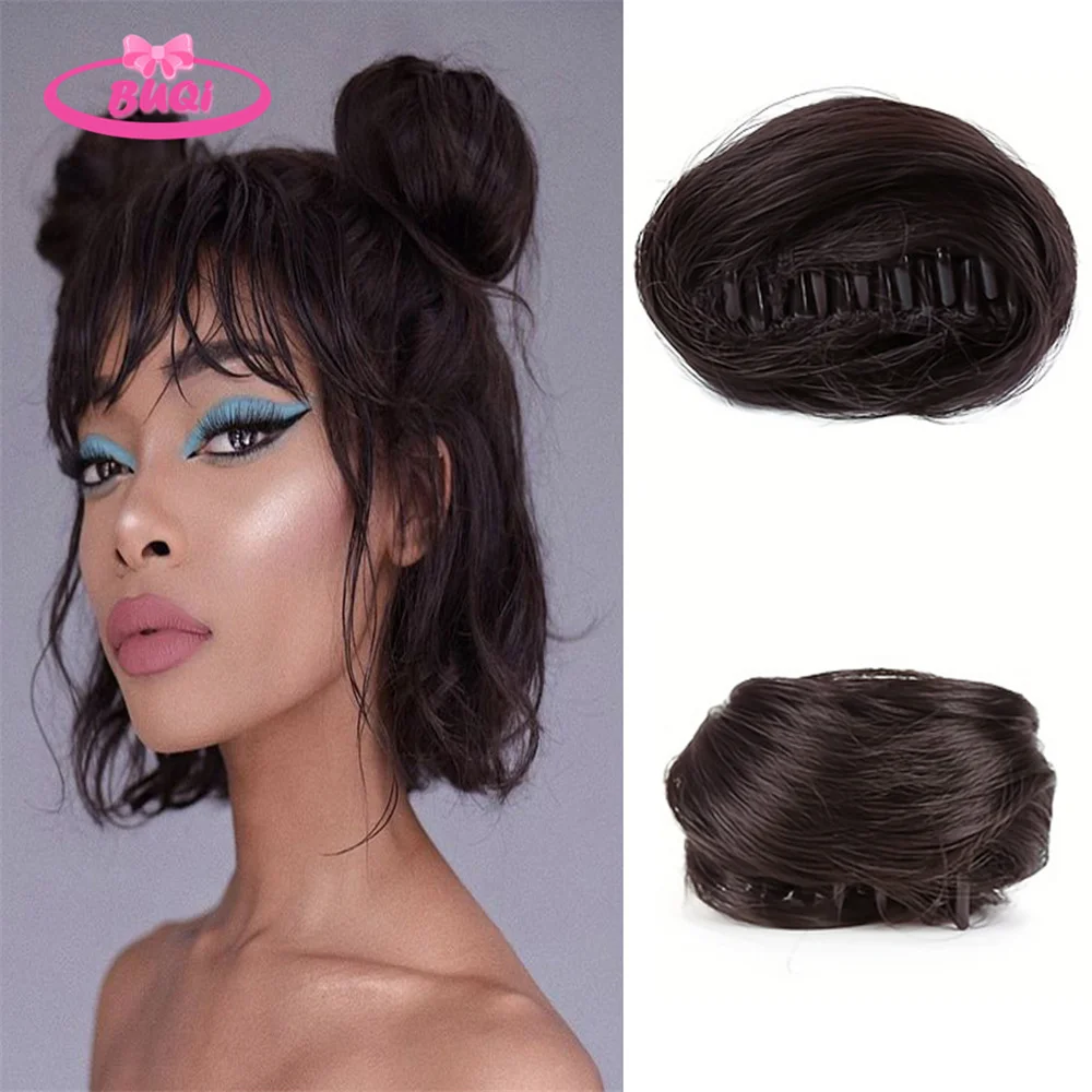 BUQI Claw Clip Chignon Hair Extention Messy Straight Hair Bun Hair Donut Chignon Mini Claw Clip Extensions Hair Accessories