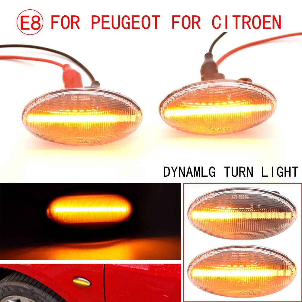 2pcs LED Side Marker Lights Repeater Lamp Car For Peugeot 307 206 407 107 607 For Citroen C1 C2 C3 C5