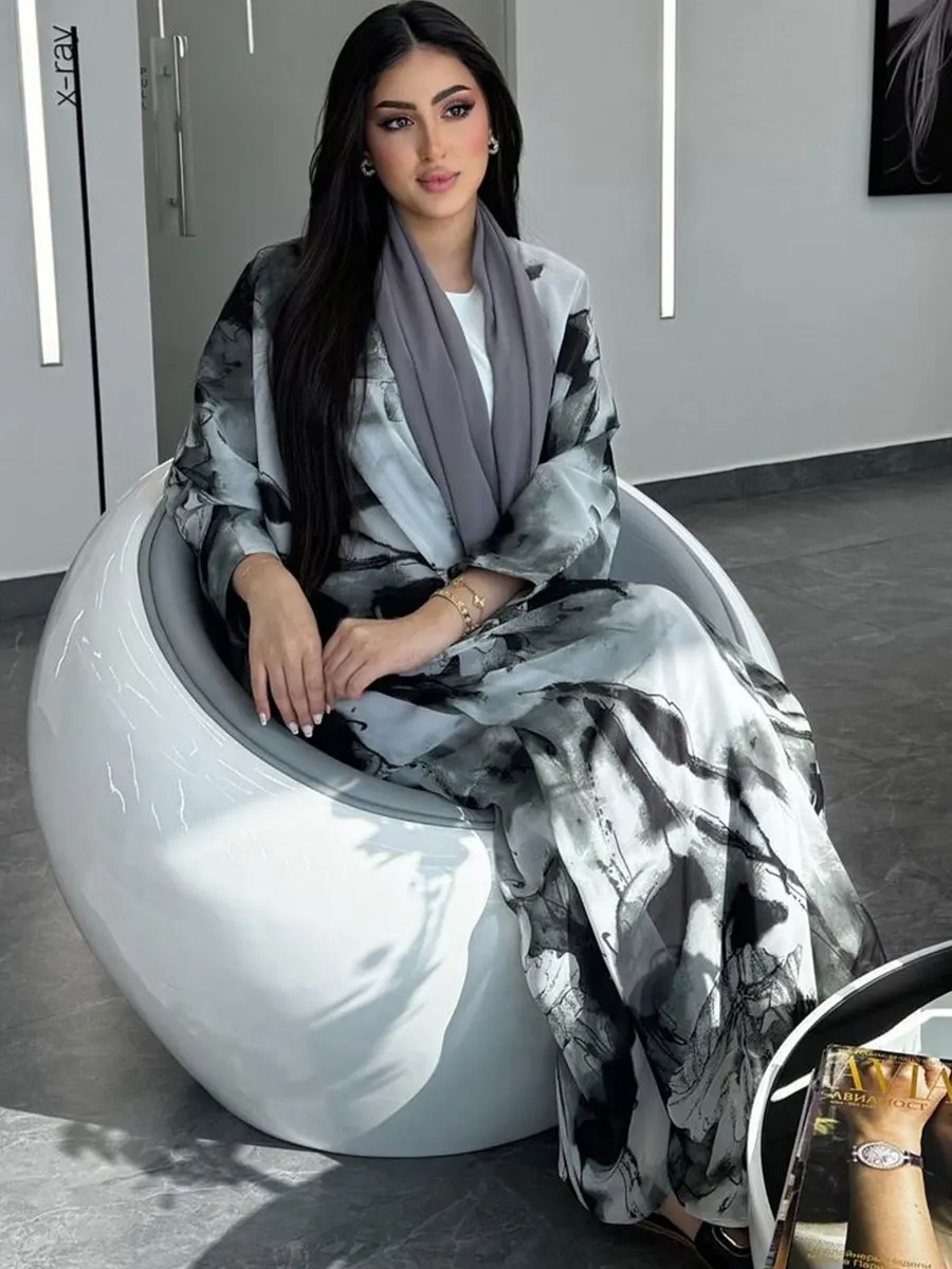 Abaya abierta de Dubái para mujer musulmana, manga de murciélago, cárdigan elegante, informal, marroquí, Islam saudita, bata caftán de moda, 2024