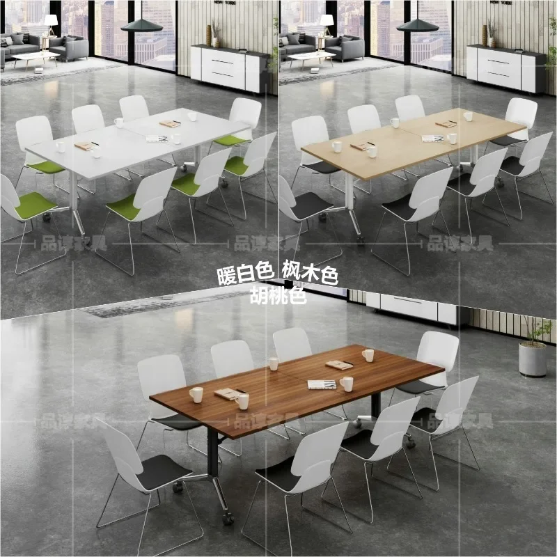Foldable Conference Table, Long  Office Desk, Mobile Splicing, Folding Table, Multifunctional Telescopic Large Desk